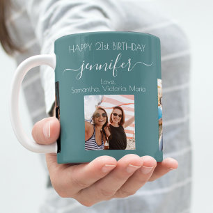 Taza De Café Fotos de cumpleaños mejores amigos nombres verde o