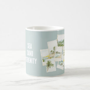 Taza De Café Fotos de la serena playa de arena del mar tropical