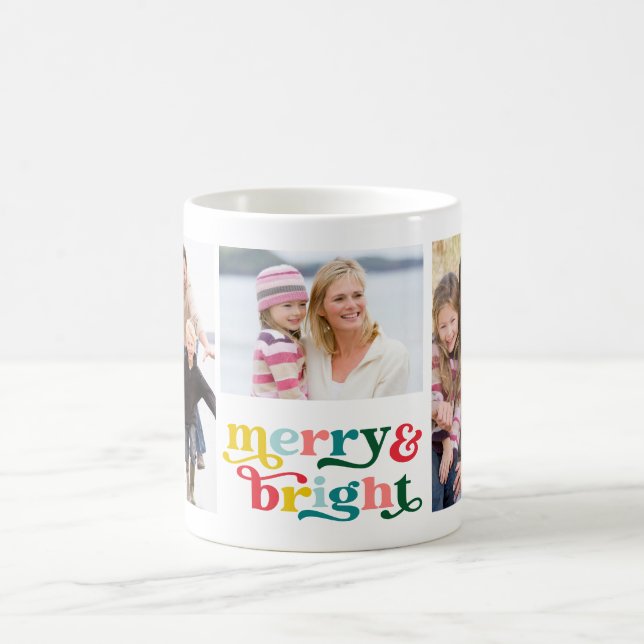 Taza De Café Fotos de Navidades Adorables Merry y Bright (Centro)