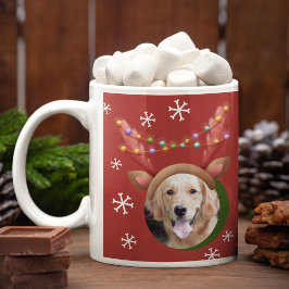 Taza De Café Fotos de Navidades de perro con Gorras de Antler R