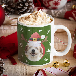 Taza De Café Fotos de Navidades de perro con Gorras de Santa Re