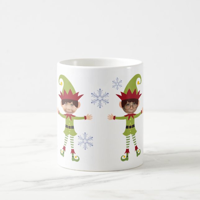 Taza De Café Fotos de niños Personalizados Elves Feliz Navidad (Centro)