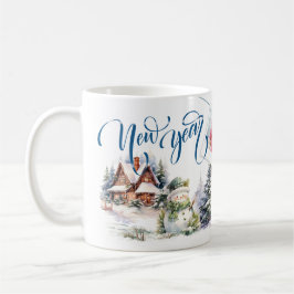 Taza De Café Fotos de vacaciones al estilo azul del café de Año