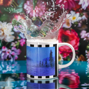 Taza De Café Fotos en tríptico de rayas blancas y negras