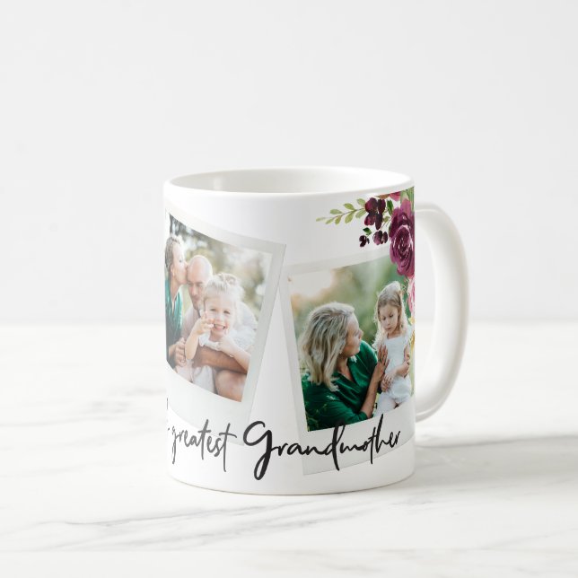 Taza De Café Fotos florales acuarelas abuela más grande (Anverso derecho)