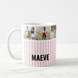 Taza De Café Fotos modernas personalizadas de rayas rosas y bla