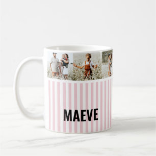 Taza De Café Fotos modernas personalizadas de rayas rosas y bla