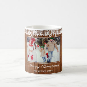 Taza De Café Fotos navideñas rusas de maderas y encajes blancos