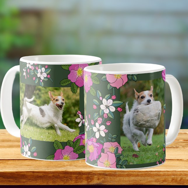 Taza De Café Fotos personalizadas en perro Mascota de flores si (Subido por el creador)