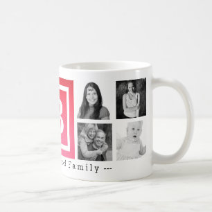 Taza De Café Fotos personalizadas monograma rosado de la