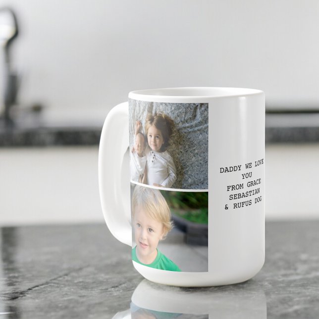 Taza De Café Fotos personalizadas y texto (Personalized Photos and Text coffee Mug from Ricaso. Add 4 photographs and your own text message)