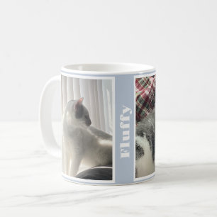 Taza De Café Fotos y nombres de mascotas azul cielo