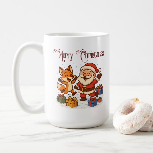 Taza De Café Fox and Santa Christmas Mug (Con donut)