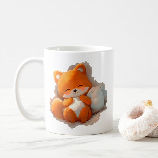Taza De Café Fox cub anime (Con donut)