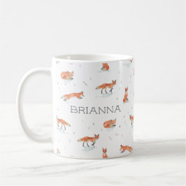 Taza De Café Fox de acuarela personalizada