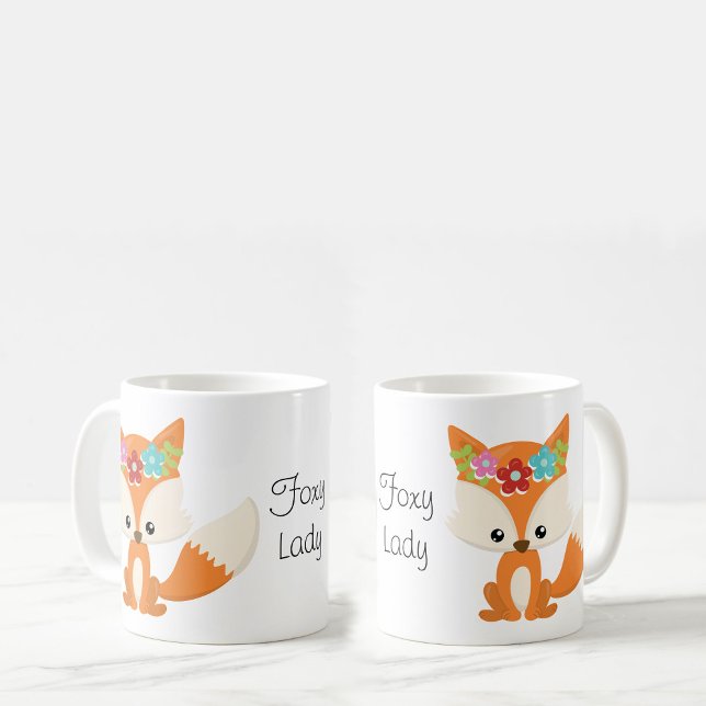 Taza De Café Fox Foxy Lady de flores de primavera (Subido por el creador)