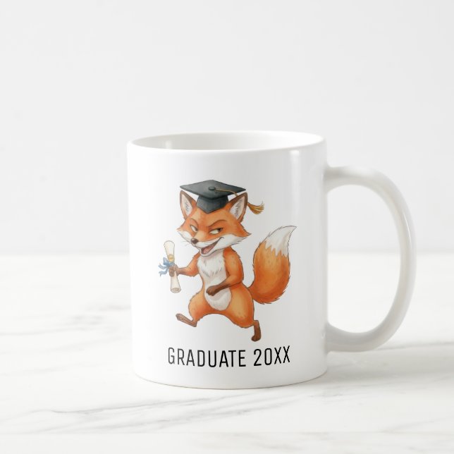 Taza De Café Fox Graduation Personalized (Derecha)
