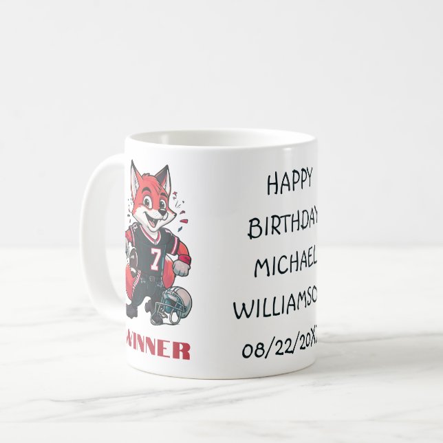 Taza De Café Fox jugando al fútbol americano | Cumpleaños (Anverso izquierdo)