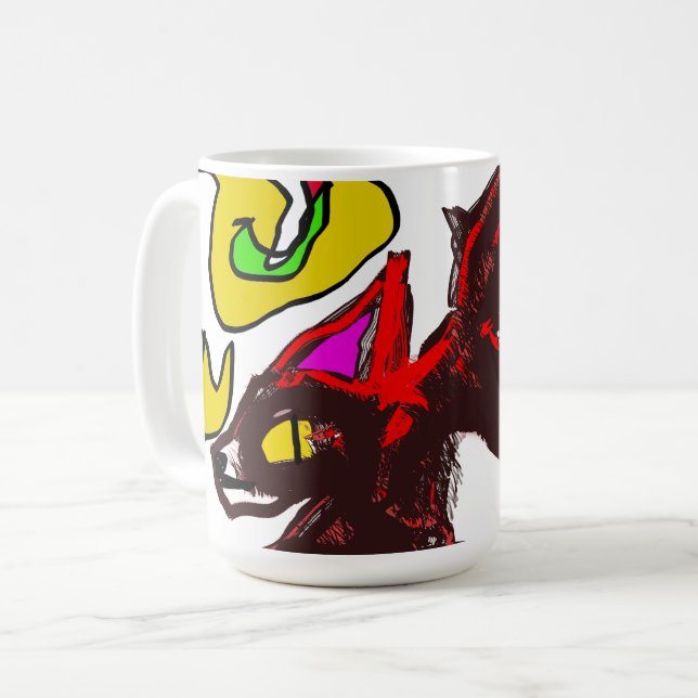 Taza De Café Fox jugando en otoño (Anverso izquierdo)
