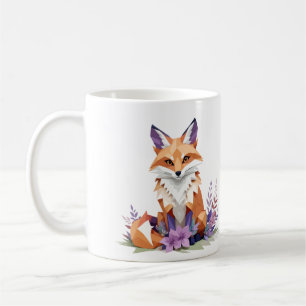 Taza De Café Fox Playable Adorable Fun Animal Colorful Geométri