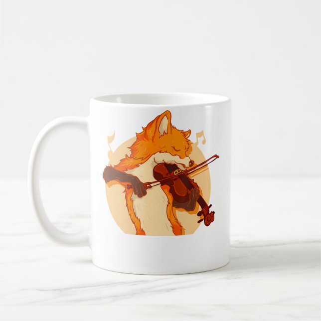 Taza De Café Fox Playing Violin Violinist Music Lover (Izquierda)