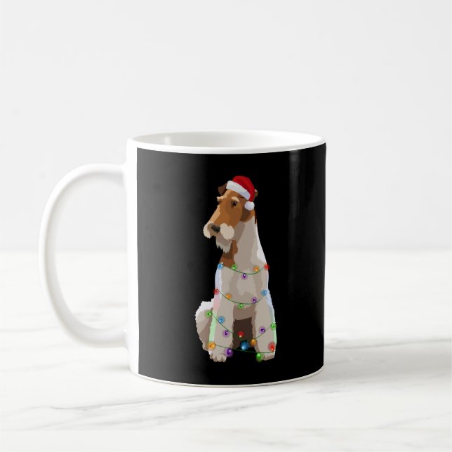 Taza De Café Fox Terrier Christmas Lights Xmas Dog Lover  (Izquierda)