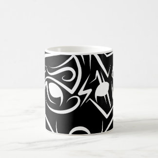 Taza De Café Fox tribal negra y blanca