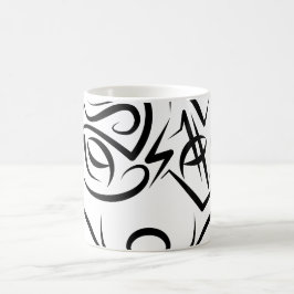 Taza De Café Fox tribal negra y blanca