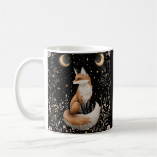 Taza De Café Fox y Flores Celestes Míticas
