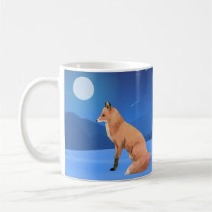 Taza De Café Fox y Moon en un encuentro nocturno de nieve