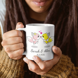 Taza De Café Foxes Mug, café personalizado Mug para la pareja,