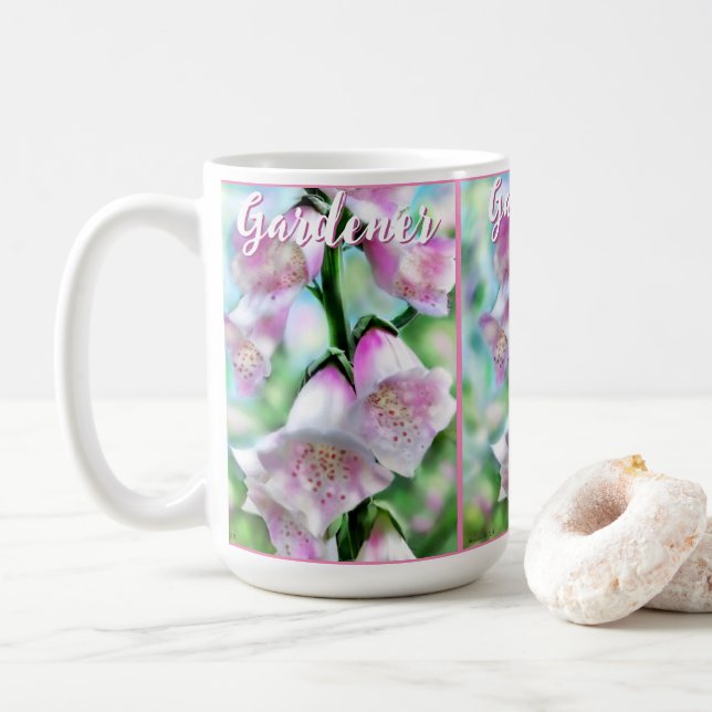 Taza De Café Foxglove Flowers Floral Pink Garden Personalized (Con donut)
