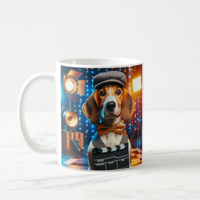 Taza De Café Foxhound americano vestido de actor azul marrón (Izquierda)
