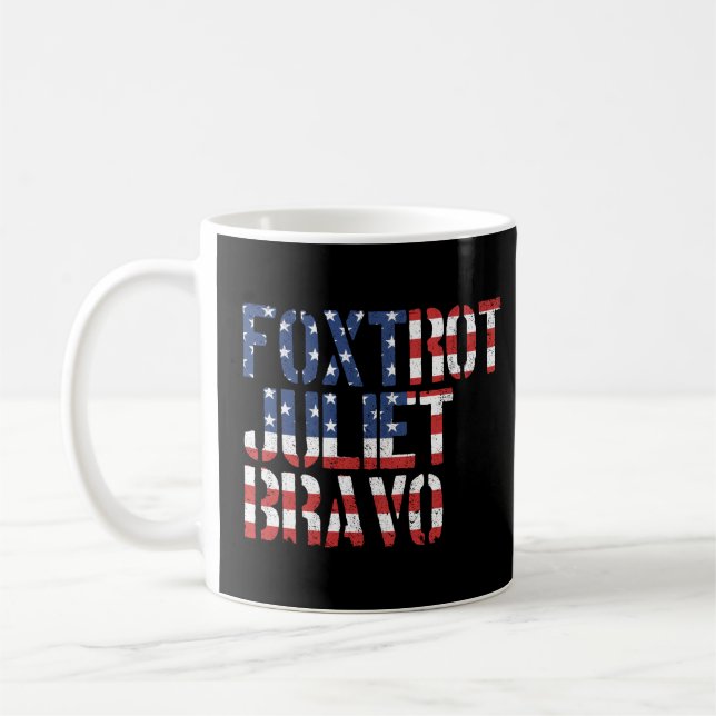 Taza De Café Foxtrot Juliet Bravo Bandera Americana (Izquierda)