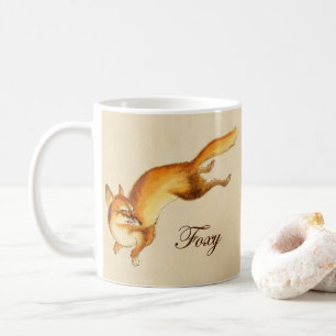 Taza De Café "Foxy" - Esbozo japonés vintage de un zorro