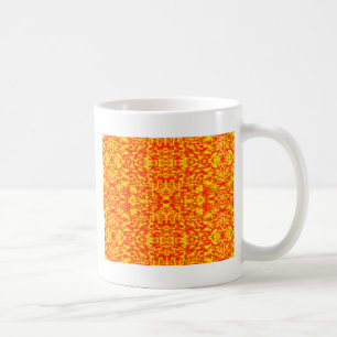 Taza De Café Fractal abstracto en rojo y naranja