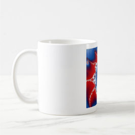 Taza De Café Fractal de bandera estadounidense blanca y azul