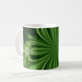 Taza De Café Fractal de flores verdes