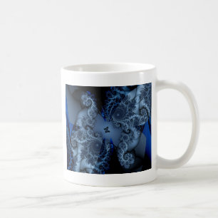 Taza De Café fractal de mariposa de ensueño azul