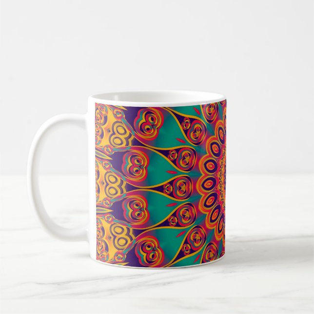 Taza De Café Fractal del caleidoscopio del tatuaje (Izquierda)