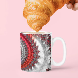 Taza De Café Fractal en espiral con gradiente abstracto rojo y