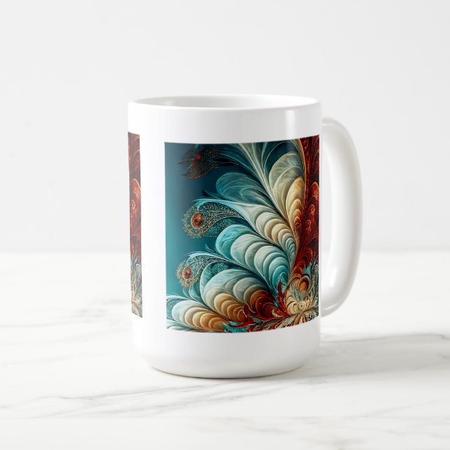 Taza De Café Fractal Feathers Classic Mug, 15 oz (Anverso derecho)
