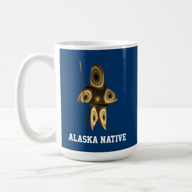 Taza De Café Fractal Inuit Hunter - Alaska Native (Izquierda)