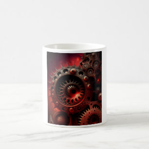 Taza De Café Fractal Mandelbrot Steampunk Naranja Oscuro