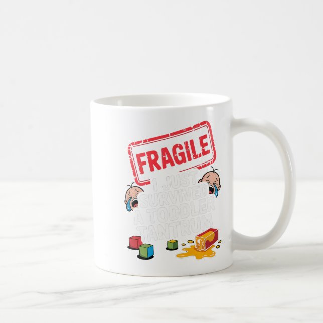 Taza De Café Frágil Sobreviví A Un Pequeño Padre Divertido De T (Derecha)