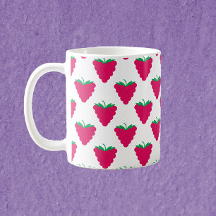 Taza De Café Frambuesa Rosa Patrón de Frutas