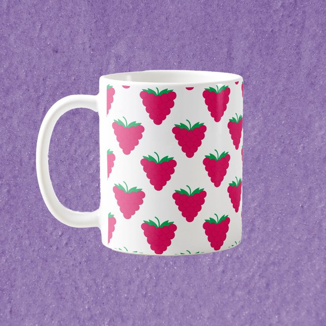 Taza De Café Frambuesa Rosa Patrón de Frutas (A mug with a raspberry pattern)