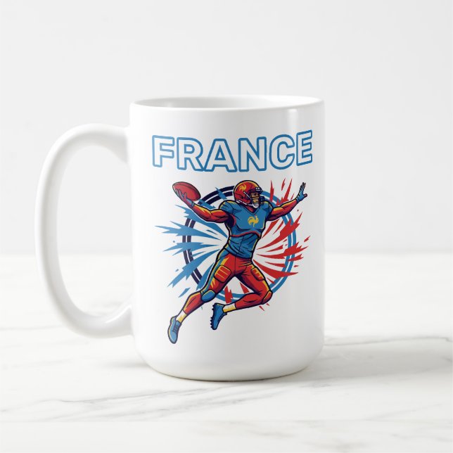 Taza De Café France Football Dynamic Quarterback Patriotic Art (Izquierda)
