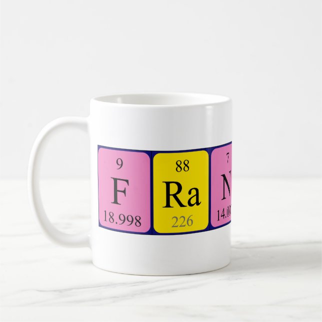 Taza De Café Franceline periódica nombre de tabla mug (Izquierda)