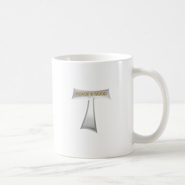 Taza De Café Franciscan Tau Cross Peace y Good Silver & Gold (Derecha)